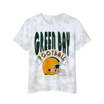 Tie Dye Hippy Green Bay Packers Football Short Sleeve T-Shirt - Vintage Mineral Wash Retro Tee - Design 3