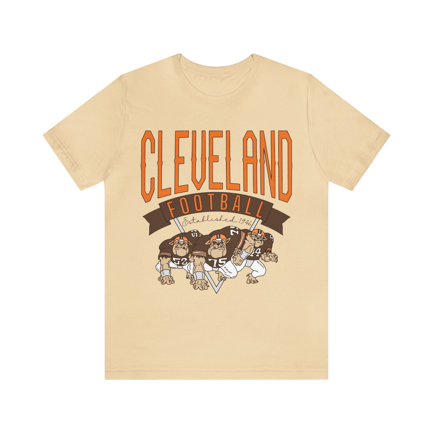 Cleveland Browns T-Shirt - Throwback Browns Dawg Pound Short Sleeve Tee  - Men's & Women's Oversized Unisex Soft Tee Apparel - Design 1