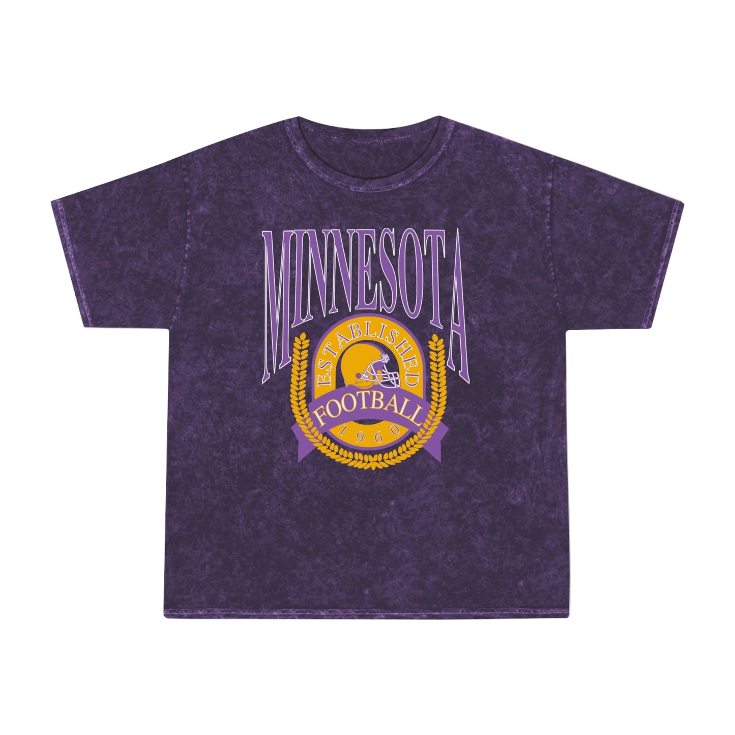 Rock N' Roll Minnesota Vikings Football Hippy Style Tie Dye Short Sleeve T-Shirt - Men's & Women's Unisex Mineral Wash T-Shirt - Design 1
