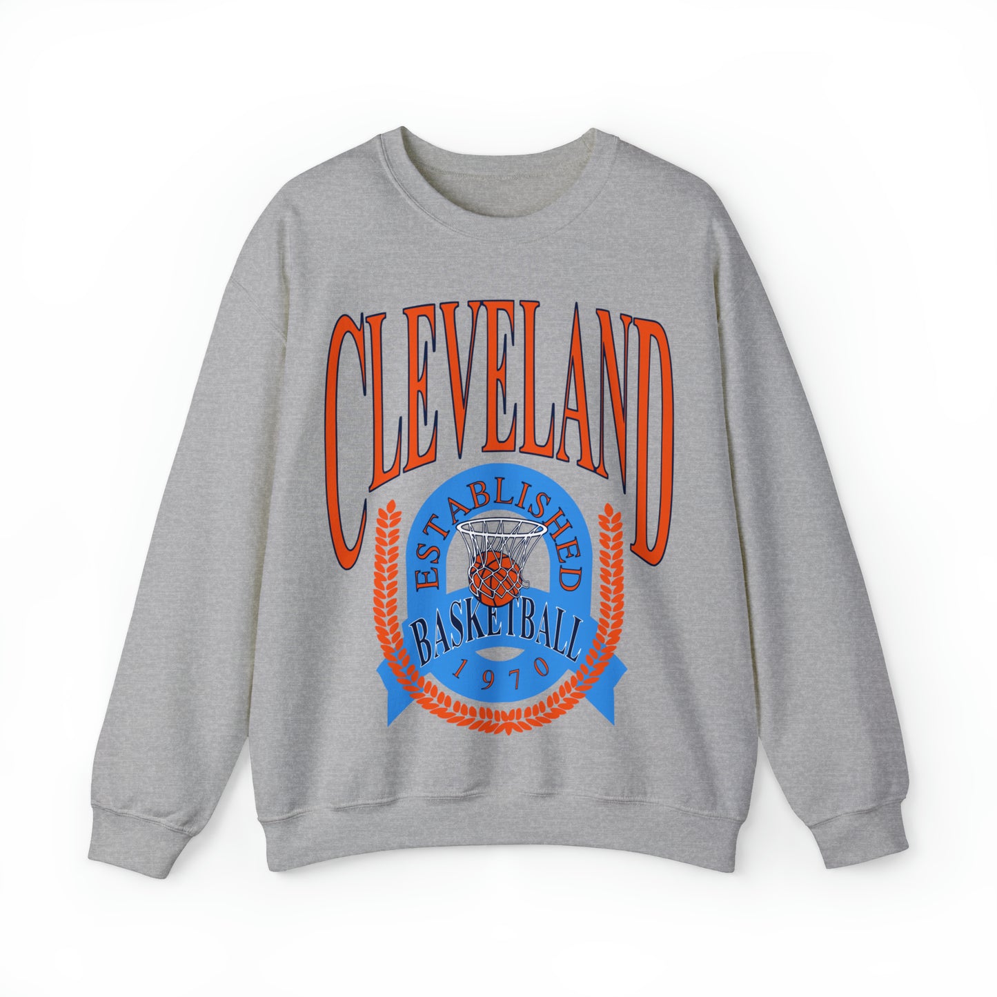 Vintage Cleveland Cavaliers Crewneck Sweatshirt Navy Blue - Blue & Orange Retro Unisex NBA Basketball Sweatshirt