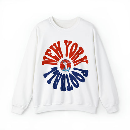 Navy Retro New York Giants Football Sweatshirt - Hippy Style Football Crewneck - Men's & Women's Football Apparel