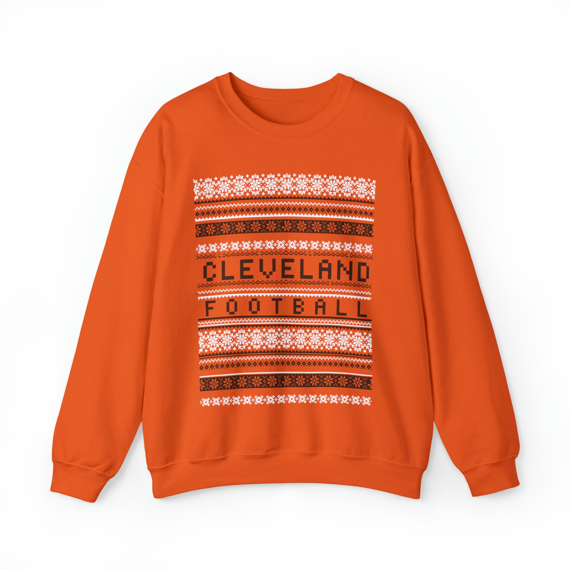 Cleveland Browns Christmas Sweater Crewneck Sweatshirt - Vintage Browns Holiday Hoodie - Men's and Women's Holiday Game Apparel