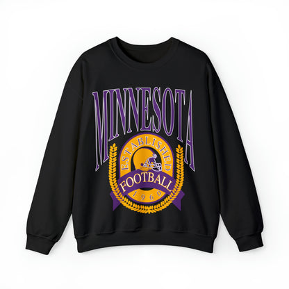 Throwback Black Vintage Minnesota Vikings Crewneck - Retro Unisex Football Sweatshirt - Men's & Women's NFL Football - Design 1