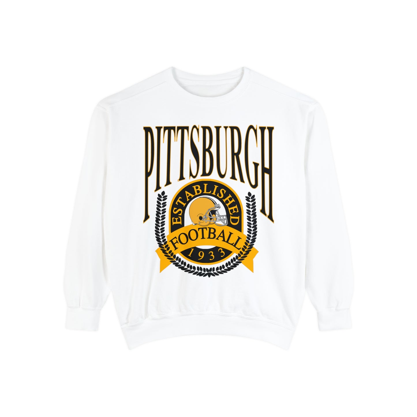 Comfort Colors - Pittsburgh Steelers Football Crewneck NFL Sweatshirt - Yellow and Black - Design 1