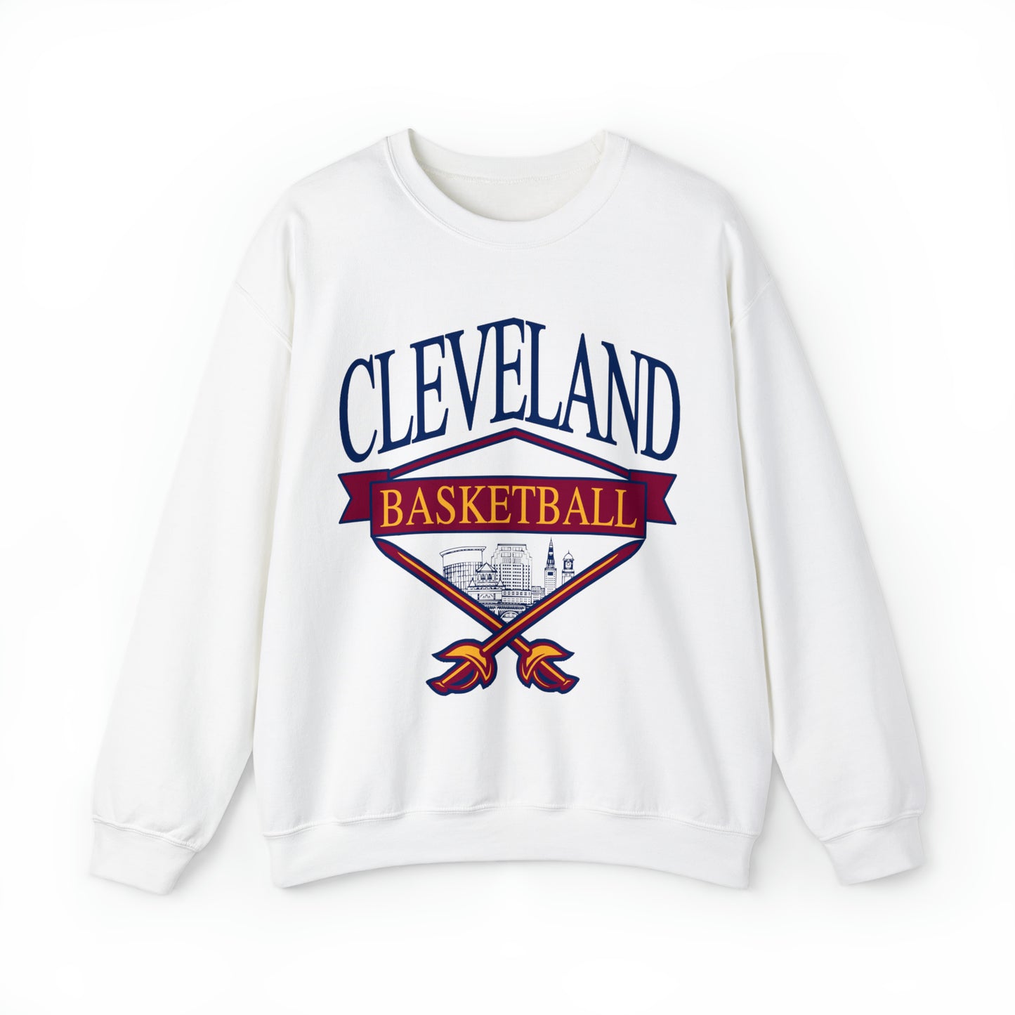 Vintage Cleveland Cavaliers Sweatshirt - Wine and Gold - Vintage Style Basketball Crewneck - Men's & Women's Retro Ohio Apparel