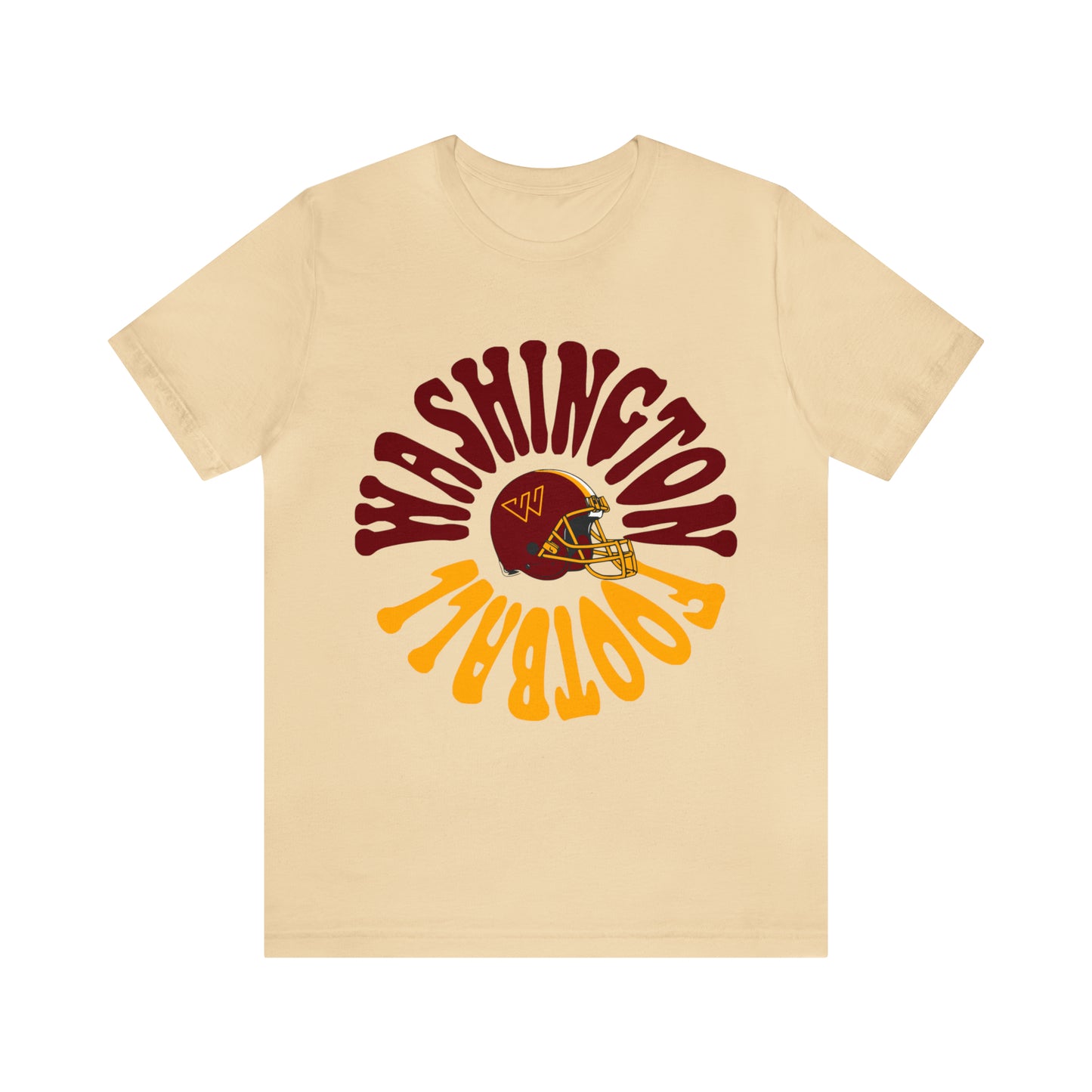 Hippy Style Washington Commanders Short Sleeve T-Shirt - Vintage Football Tee - Retro Redskins 70's, 80's, 90's - Design 2