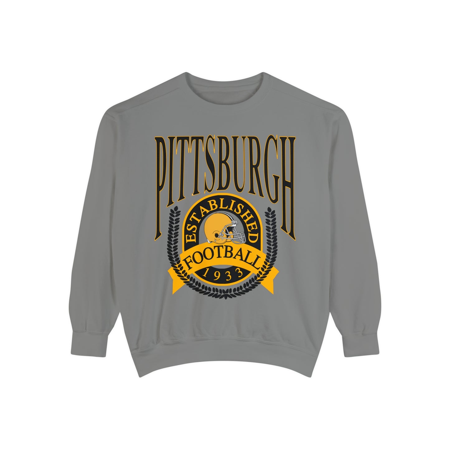 Comfort Colors - Pittsburgh Steelers Football Crewneck NFL Sweatshirt - Yellow and Black - Design 1