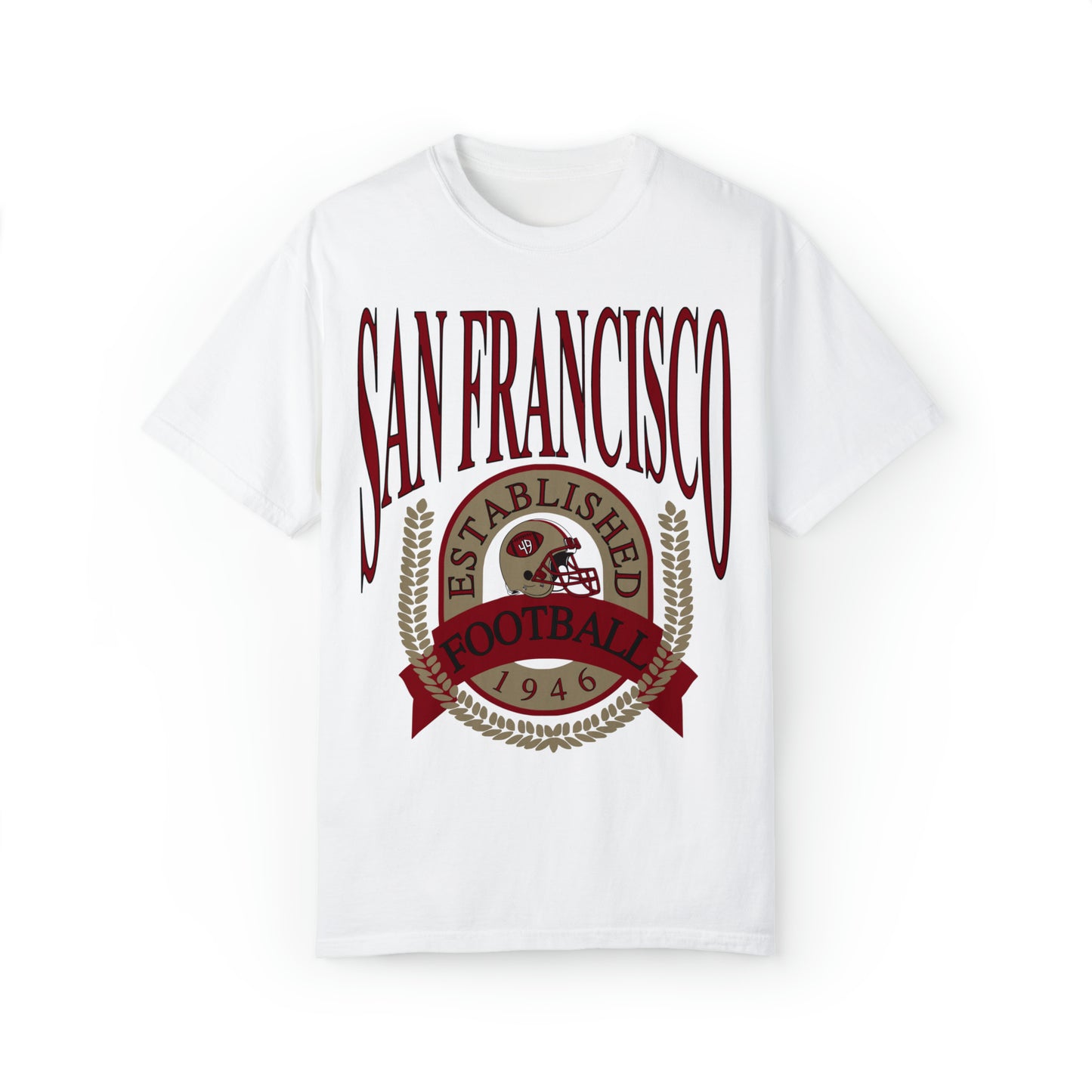 Comfort Colors Throwback San Francisco 49ERS NFL Football Tee - Short Sleeve T-Shirt Unisex Men's Women's Oversized Apparel - Design 1