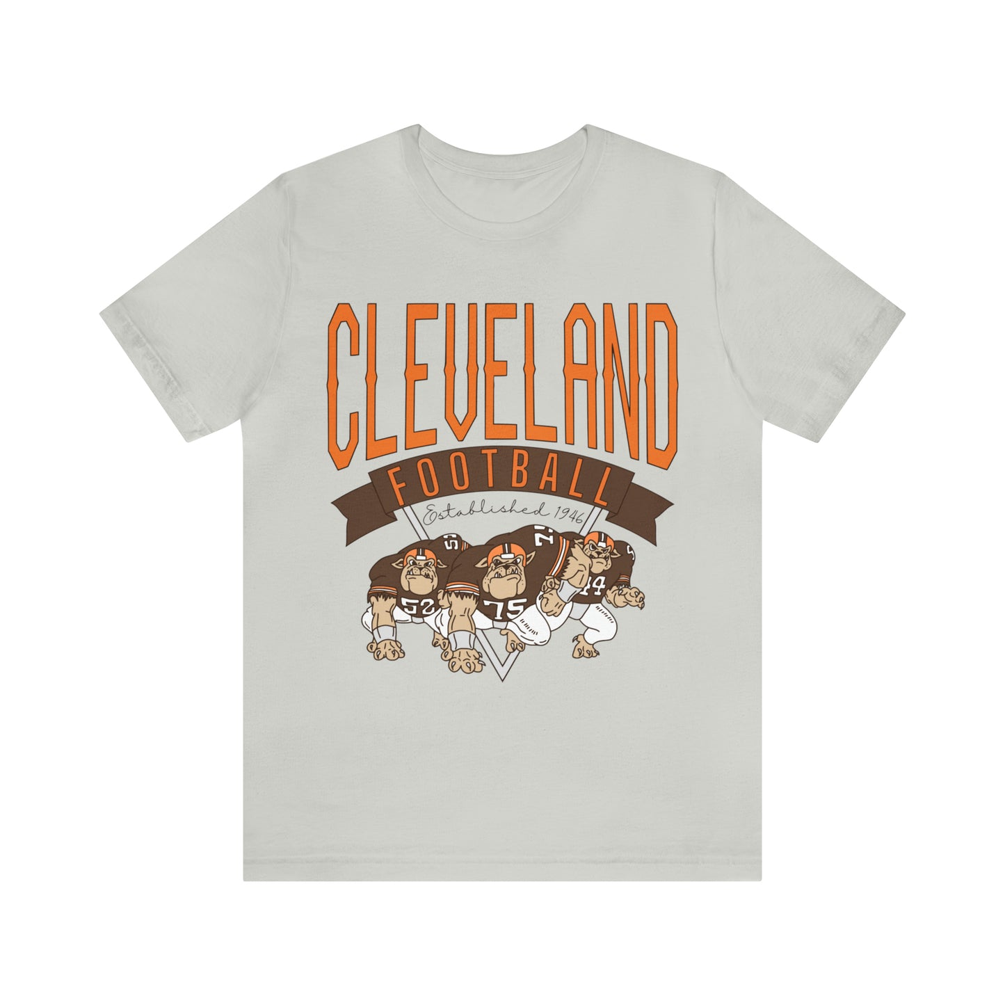 Cleveland Browns T-Shirt - Throwback Browns Dawg Pound Short Sleeve Tee  - Men's & Women's Oversized Unisex Soft Tee Apparel - Design 1