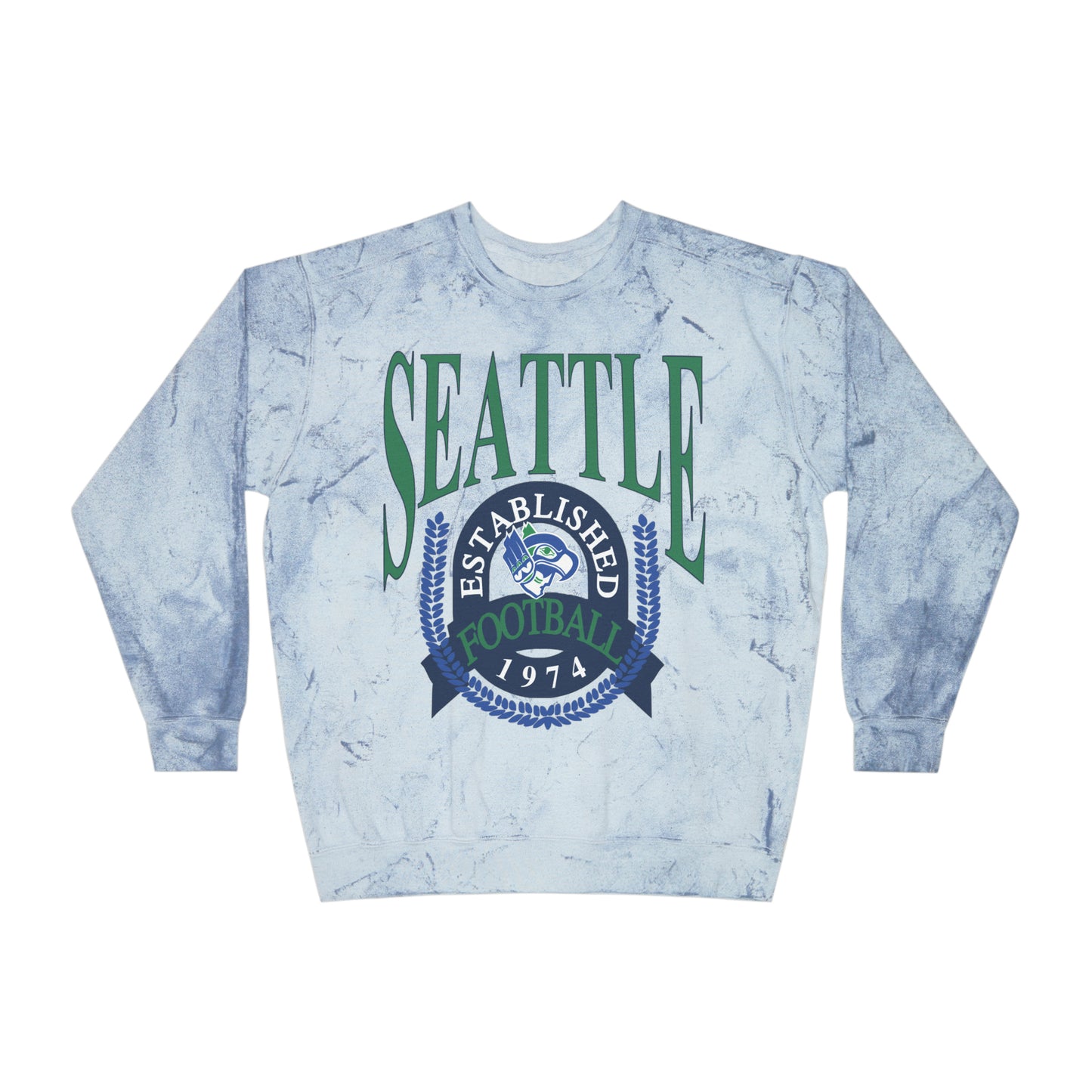 Tie Dye Comfort Colors Throwback Vintage Seattle Seahawks Sweatshirt - Retro Football Crewneck - Men's & Women's - Design 1