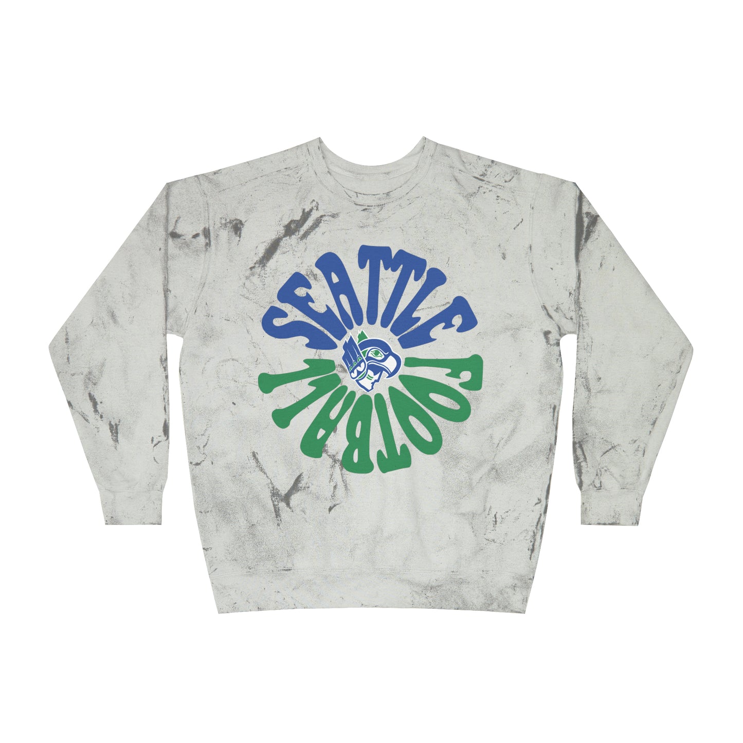 Tie Dye Comfort Colors Hippy Retro Seattle Seahawks Sweatshirt - Vintage Style Football Crewneck - Men's & Women's - Design 2