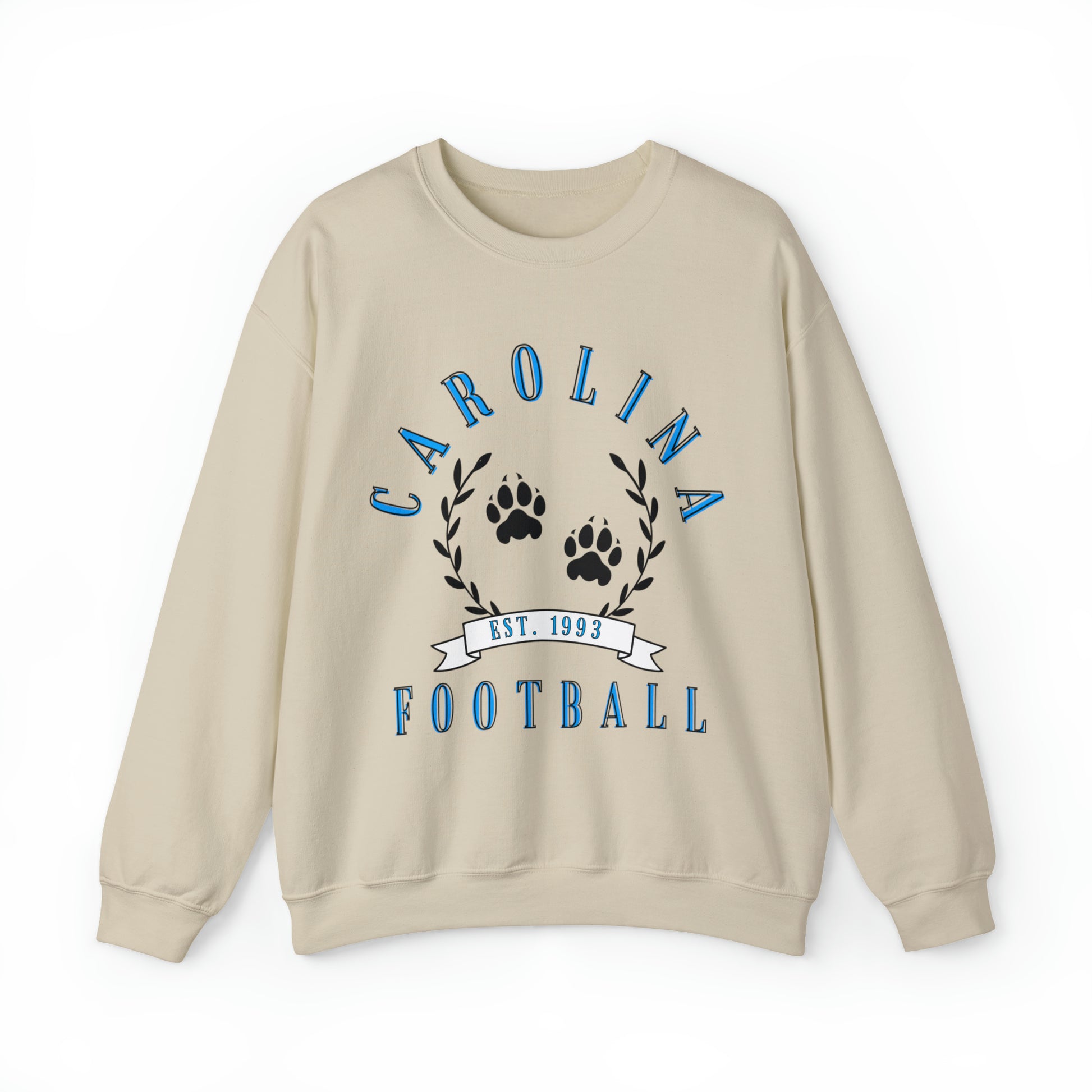 Vintage Carolina Panthers Crewneck Sweatshirt - Retro NFL Football Hoodie Apparel - Vintage Men's and Women's - Design 3 Sand Beige Tan