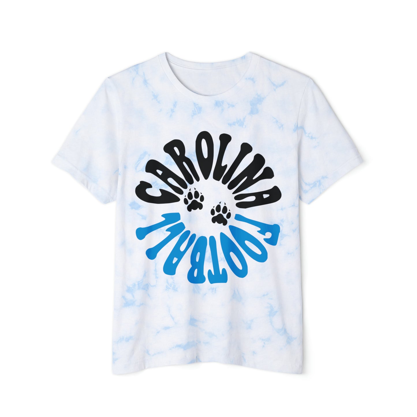 Tie Dye Carolina Panthers T-Shirt - Retro NFL Football Short Sleeve Tee Apparel - Hippy Acid Wash Men's and Women's - Design 2