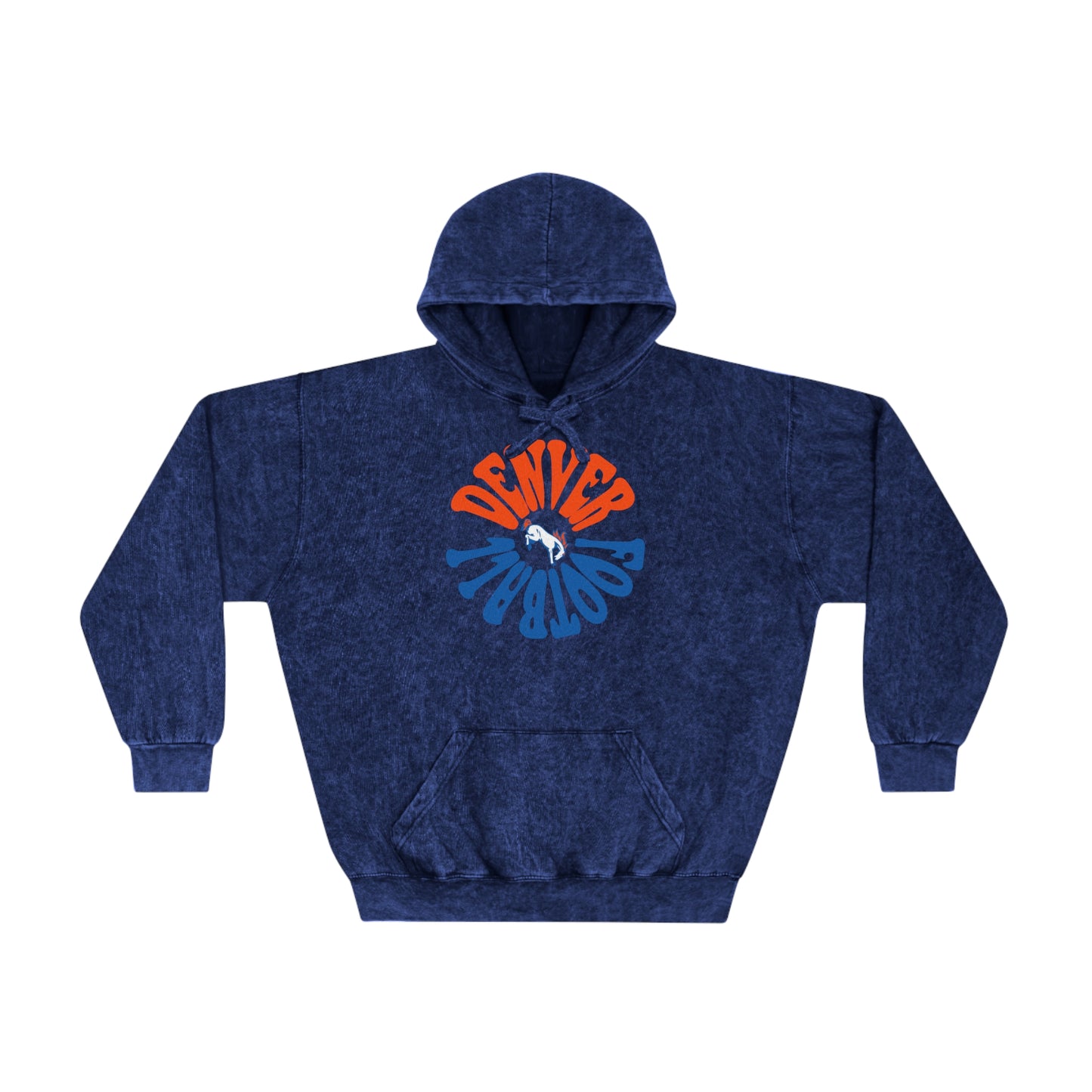 Mineral Wash Retro Denver Broncos Hoodie - Vintage Colorado Football Men's & Women's Sweatshirt - Design 2