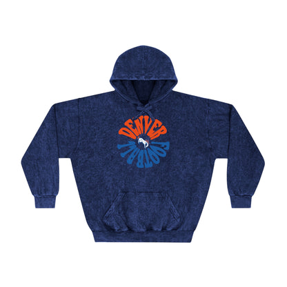 Mineral Wash Retro Denver Broncos Hoodie - Vintage Colorado Football Men's & Women's Sweatshirt - Design 2