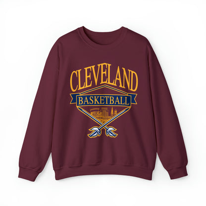 Vintage Cleveland Cavaliers Sweatshirt - Wine and Gold - Vintage Style Basketball Crewneck - Men's & Women's Retro Ohio Apparel