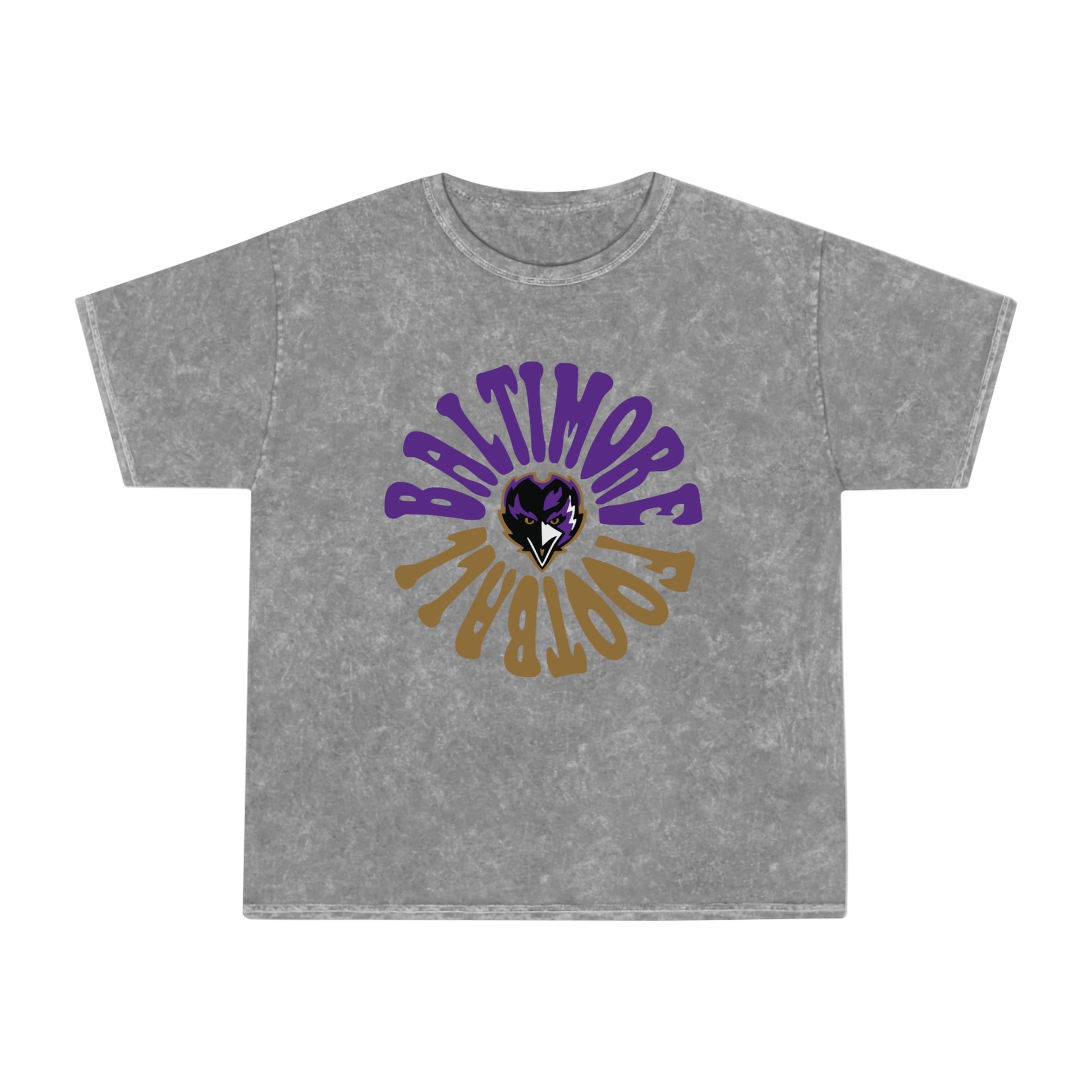 Tie Dye Baltimore Ravens T-Shirt - Hippy Short Sleeve Acid Wash Tee - Rock N' Roll Men's & Women's Unisex Mineral Wash T-Shirt - Design 2