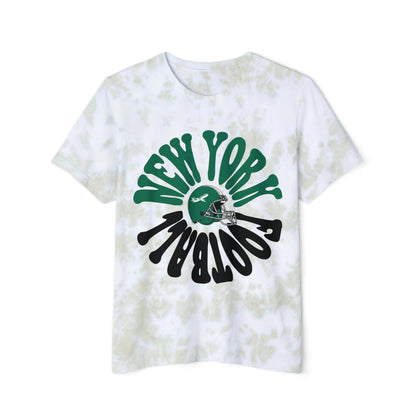 Hippy Retro Tie Dye New York Jets Football Tee - Retro Football T-Shirt Apparel - Men's & Women's Unisex Sizing