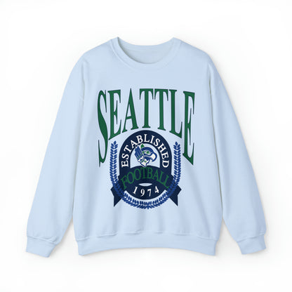 Throwback Vintage Seattle Seahawks Sweatshirt - Retro Style Football Crewneck - Men's & Women's Retro Apparel - Design 1
