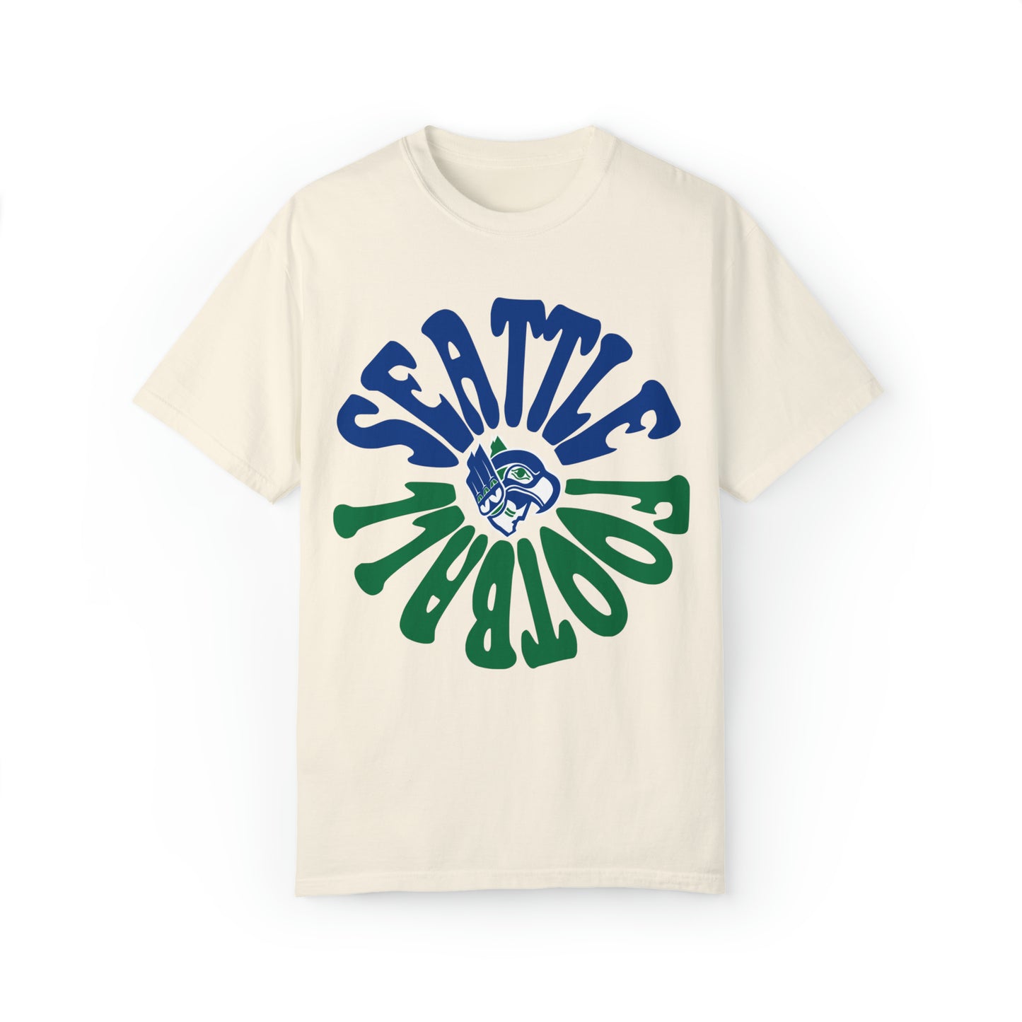 Hippy Retro Seattle Seahawks Comfort Colors T-Shirt - Vintage Style Football Crewneck - Men's & Women's - Design 2