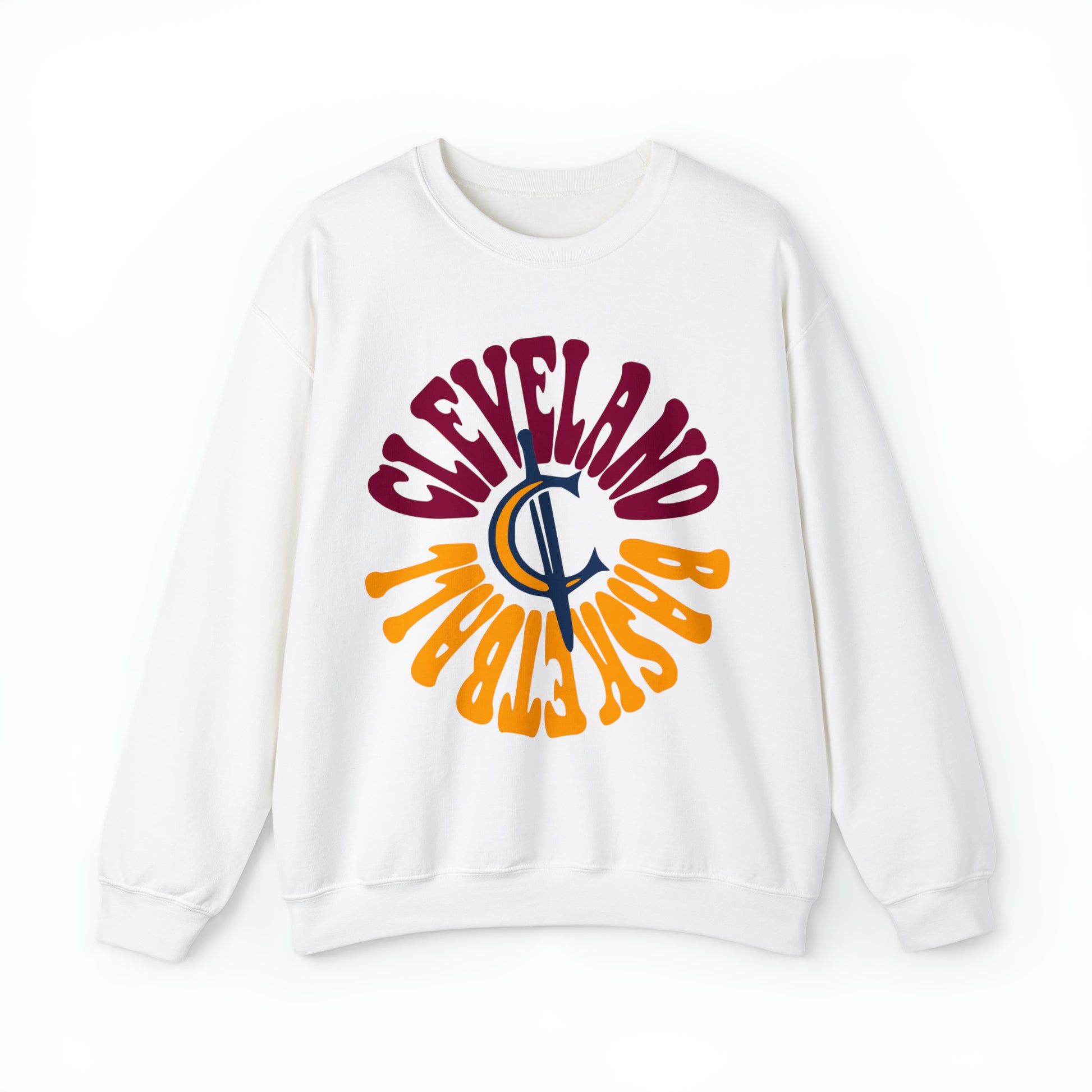 Hippy Cleveland Cavaliers Sweatshirt - Wine and Gold Vintage Style Basketball Crewneck