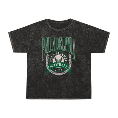Green Rock N' Roll Philadelphia Eagles Football Hippy Style Tie Dye Short Sleeve T-Shirt - Men's & Women's Unisex Mineral T-Shirt - D