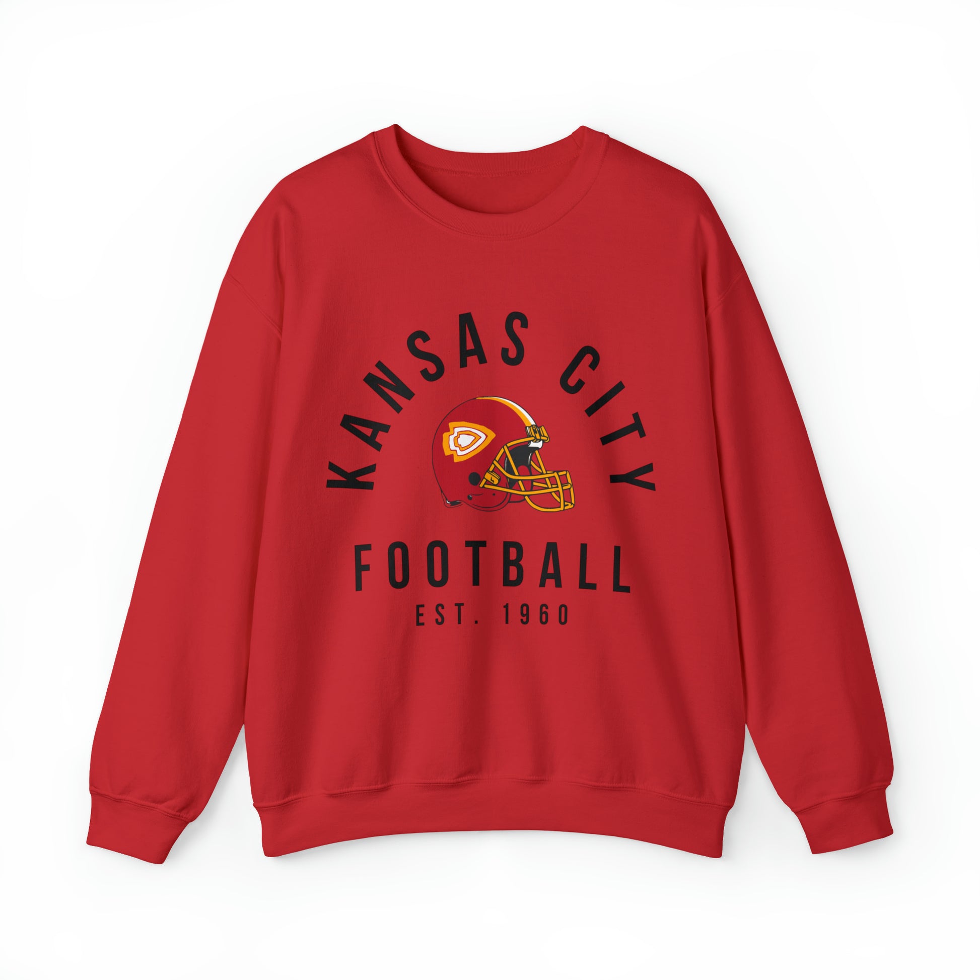 Vintage Kansas City Chiefs Sweatshirt - Retro NFL Football Chiefs Oversized Hoodie - Travis Kelce Crewneck - Black Yellow Red - Design 5