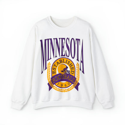 Throwback Black Vintage Minnesota Vikings Crewneck - Retro Unisex Football Sweatshirt - Men's & Women's NFL Football - Design 1