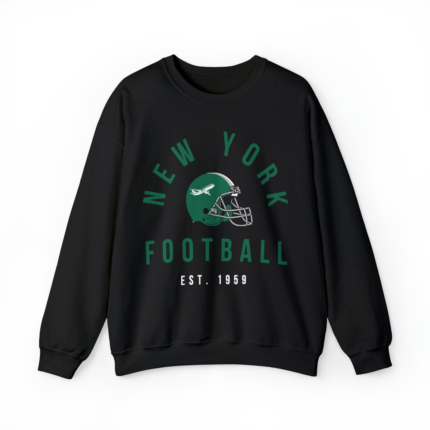 Black Vintage New York Jets Football Sweatshirt - Vintage Style Football Crewneck - Men's & Women's Football Apparel
