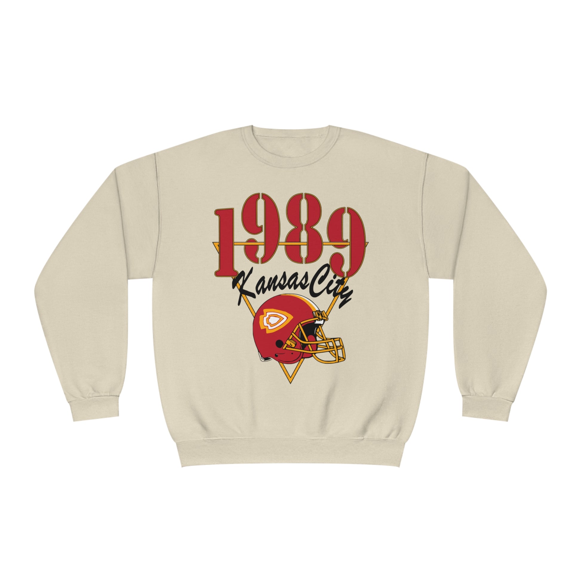 1989 Kansas City Chiefs Football Crewneck Sweatshirt - Vintage Retro Arrowhead Style - 1989 Version Chiefs Beige Crewneck Sweatshirt Taylor Swift
