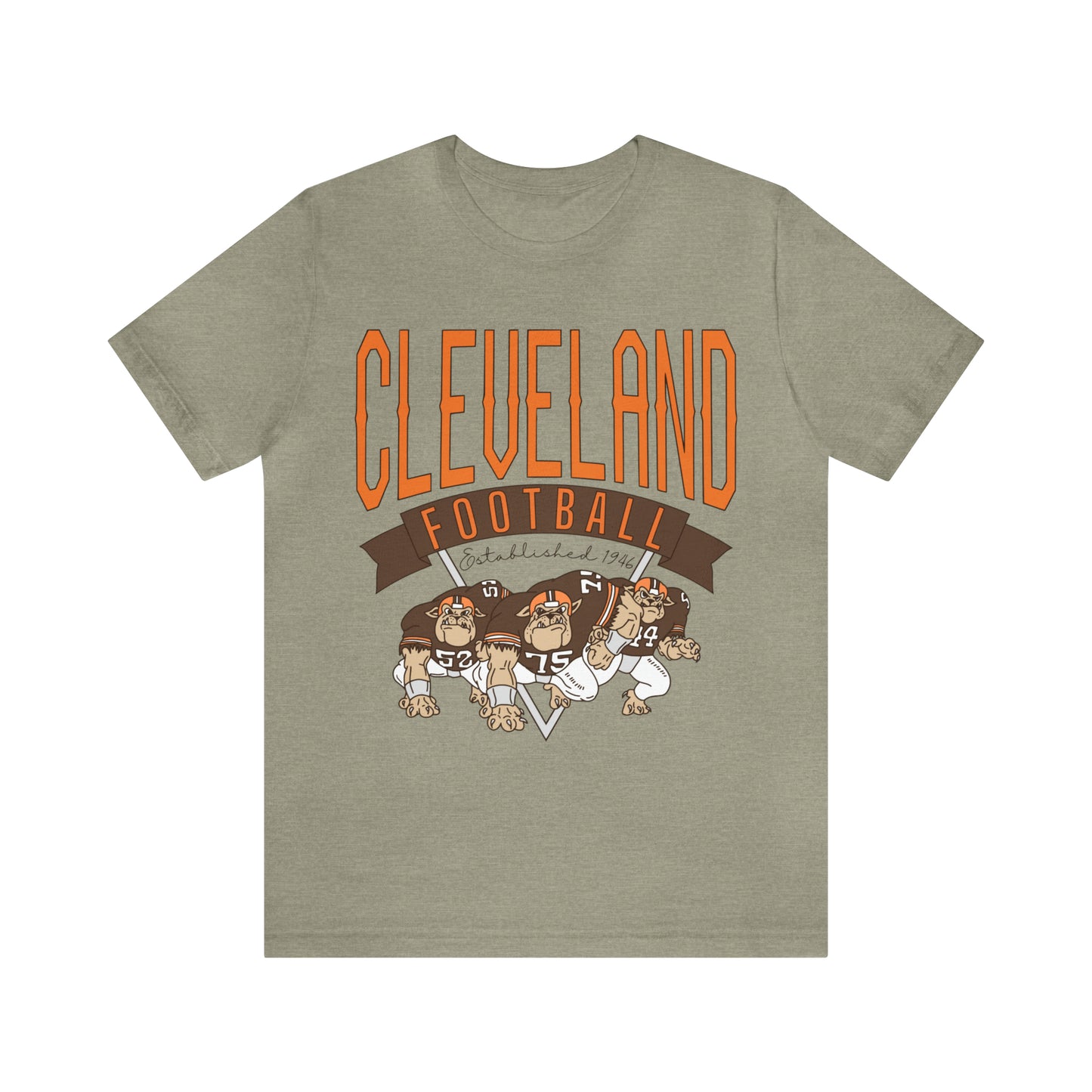 Cleveland Browns T-Shirt - Throwback Browns Dawg Pound Short Sleeve Tee  - Men's & Women's Oversized Unisex Soft Tee Apparel - Design 1