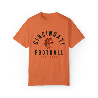 Vintage Cincinnati Bengals T-Shirt - Comfort Colors Short Sleeve Tee - Orange Men's & Women's Apparel - Design 3