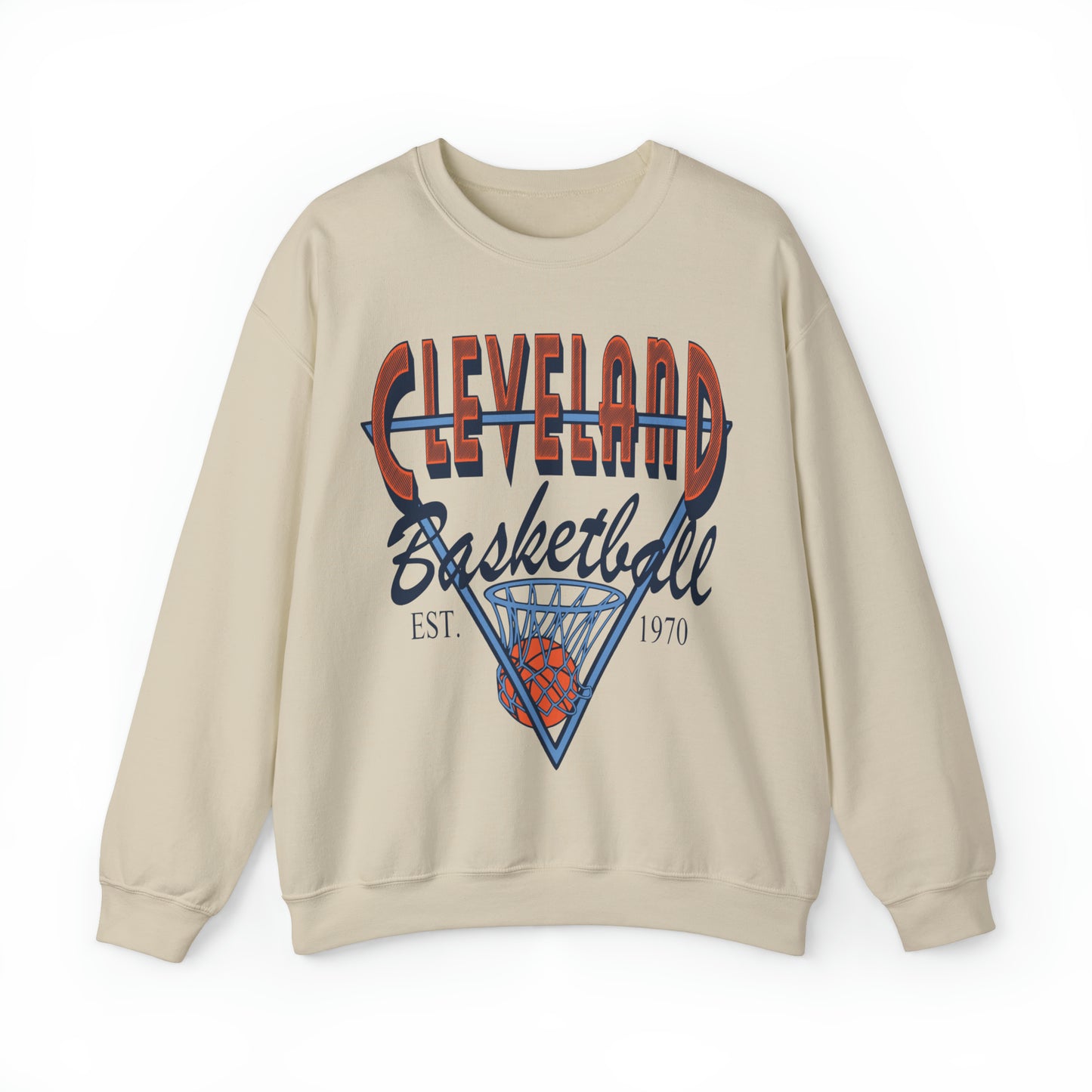 Throwback Cleveland Cavaliers Sweatshirt - Vintage Blue and Orange Basketball Crewneck