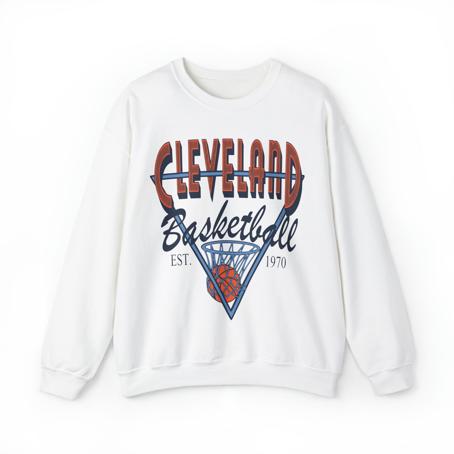 Throwback Cleveland Cavaliers Sweatshirt - Vintage Blue and Orange Basketball Crewneck