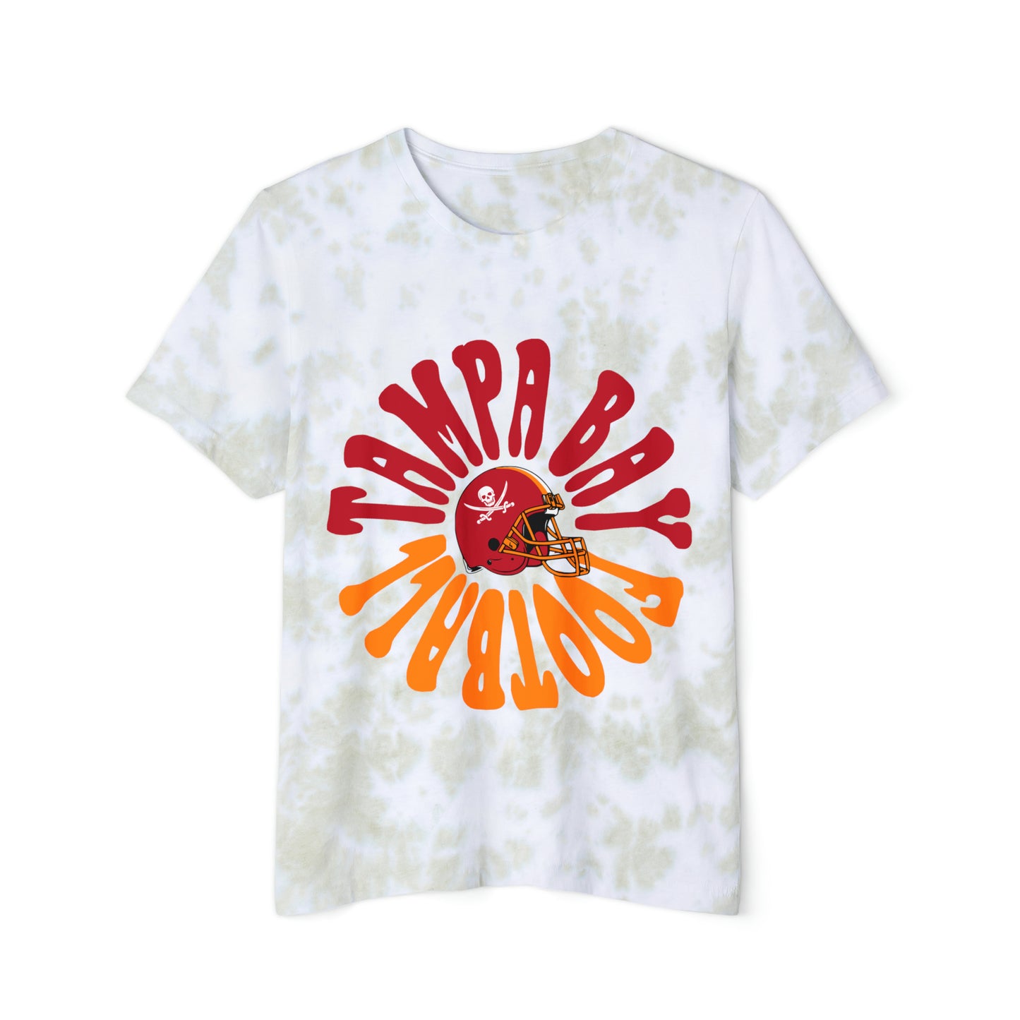 Tie Dye Hippy Retro Tampa Bay Buccaneers Short Sleeve T-Shirt - Vintage Men's & Women's Oversized Tee - Design 2