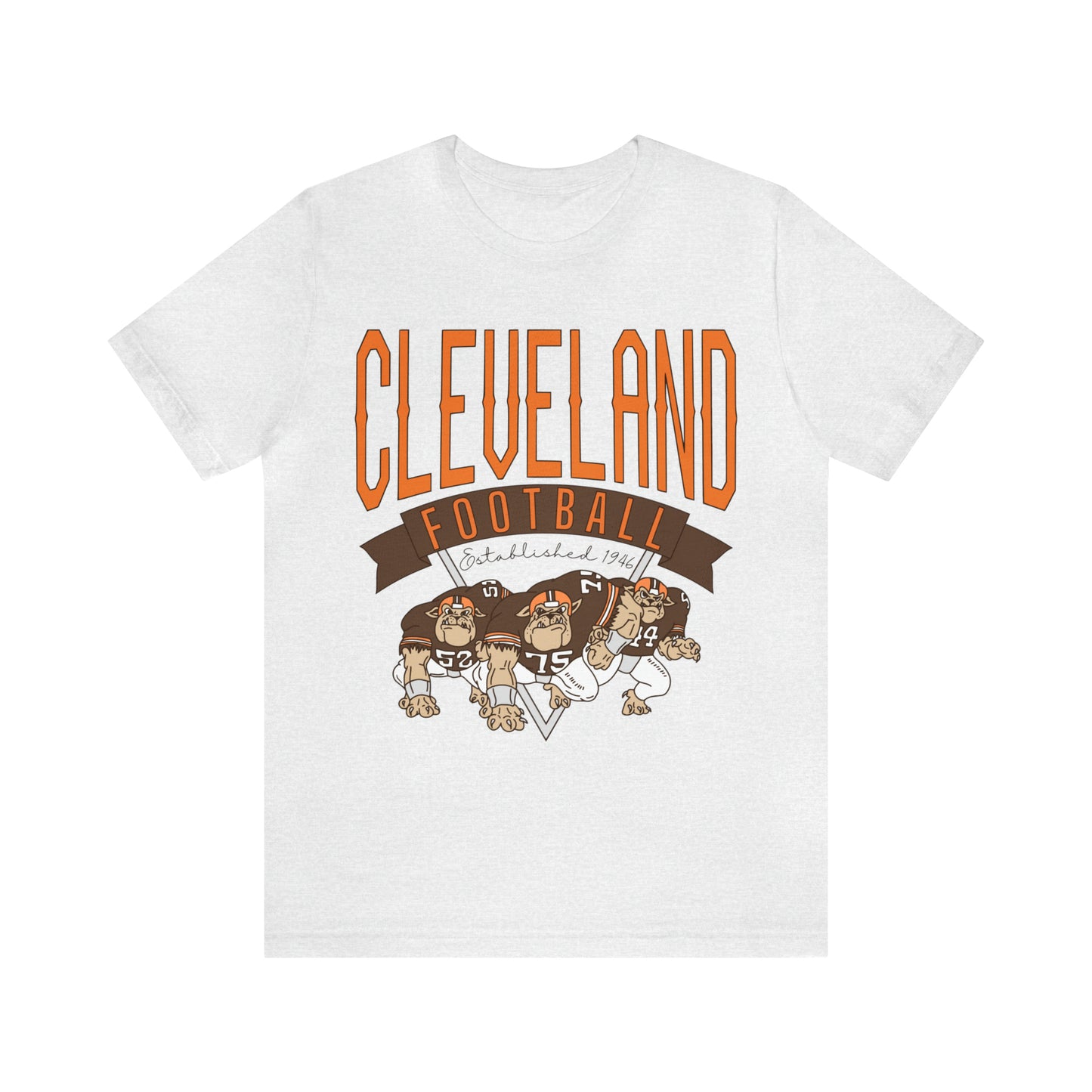 Cleveland Browns T-Shirt - Throwback Browns Dawg Pound Short Sleeve Tee  - Men's & Women's Oversized Unisex Soft Tee Apparel - Design 1