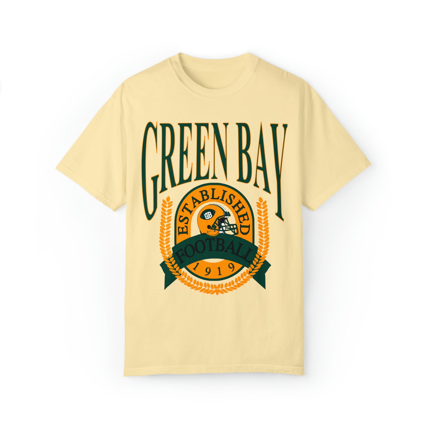 Comfort Colors Throwback Green Bay Packers Football Short Sleeve T-Shirt - Vintage Retro Tee - Men's Women's - Design 1