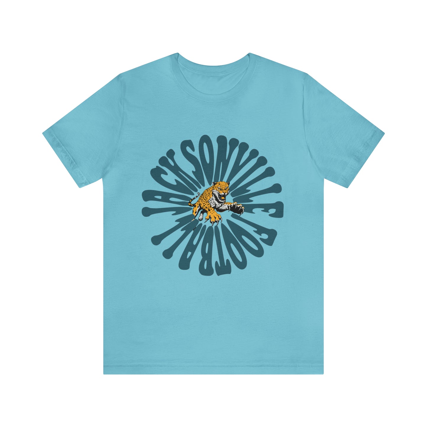 Jacksonville Jaguars Short Sleeve T-Shirt - Hippy Retro NL Football Oversized Tee - Vintage Men's & Women's T-Shirt - Design 2