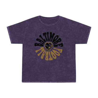 Tie Dye Baltimore Ravens T-Shirt - Hippy Short Sleeve Acid Wash Tee - Rock N' Roll Men's & Women's Unisex Mineral Wash T-Shirt - Design 2