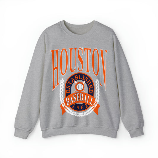 Throwback Houston Baseball Sweatshirt - Vintage Unisex Baseball Crewneck