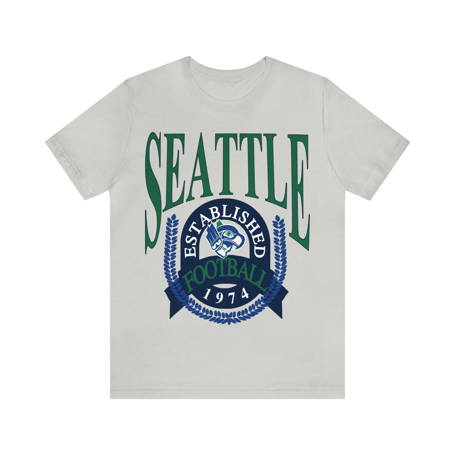 Throwback Retro Seattle Seahawks Short Sleeve T-Shirt - Vintage Style Football Tee - Design 1