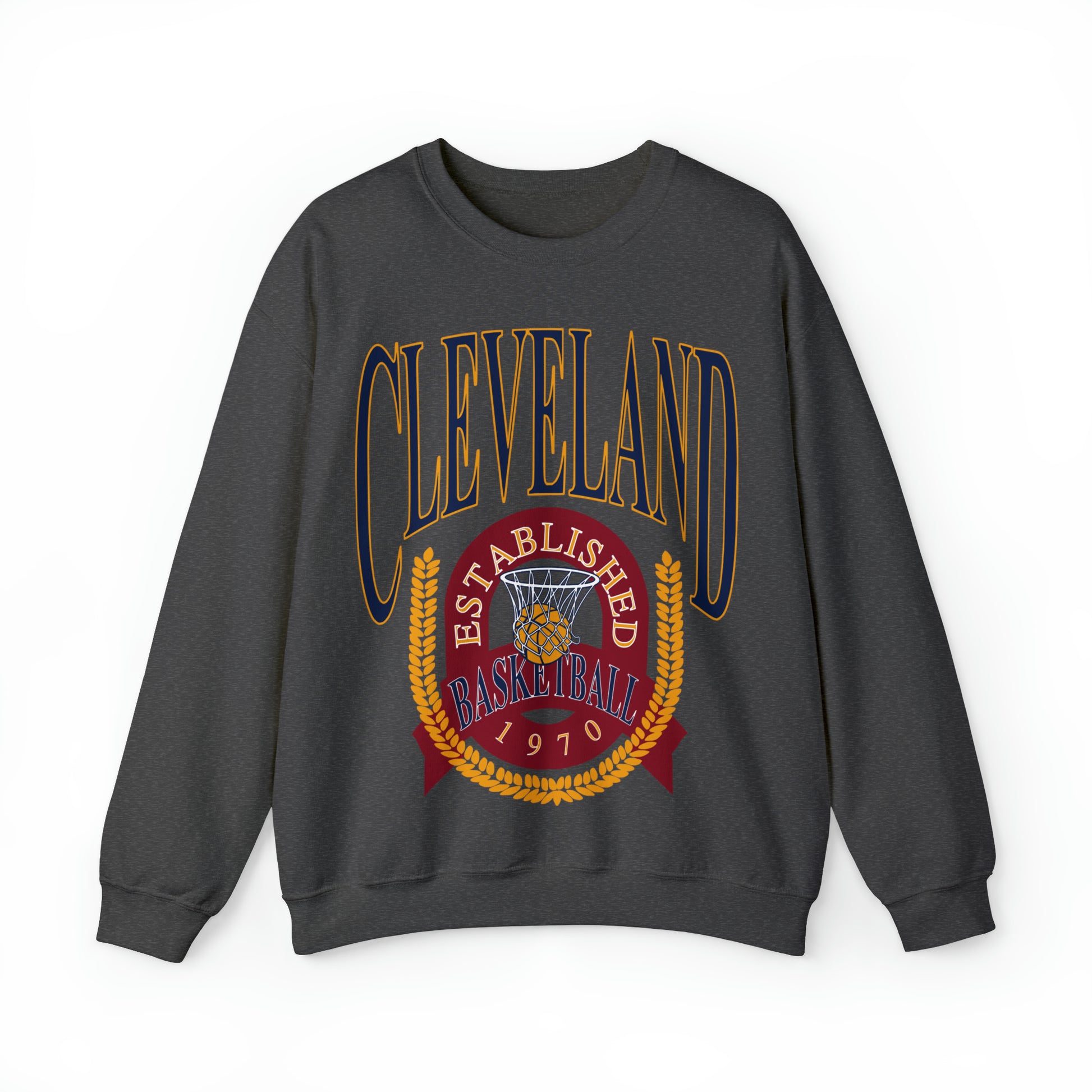 Vintage Cleveland Cavaliers Crewneck Sweatshirt Navy Blue - Retro Unisex Basketball Sweatshirt