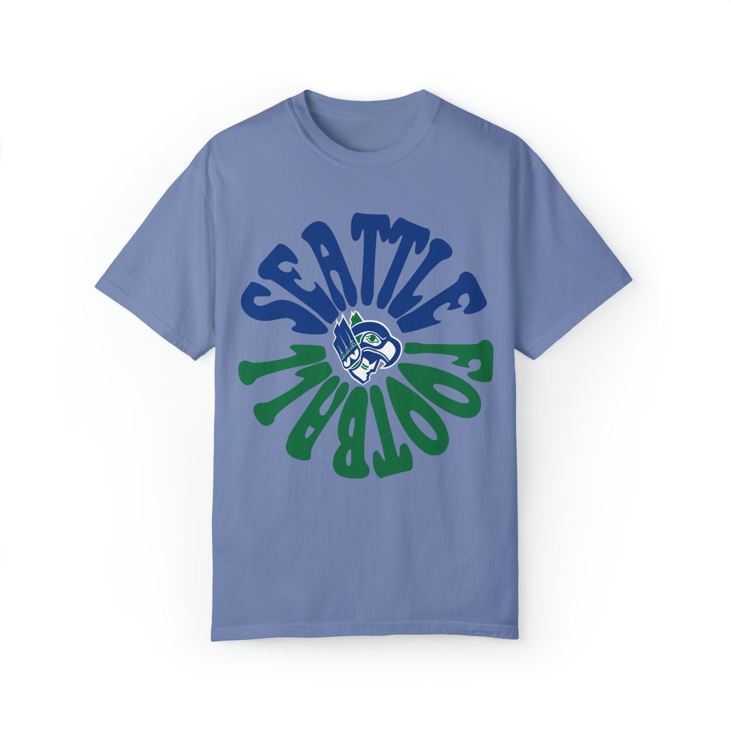 Hippy Retro Seattle Seahawks Comfort Colors T-Shirt - Vintage Style Football Crewneck - Men's & Women's - Design 2