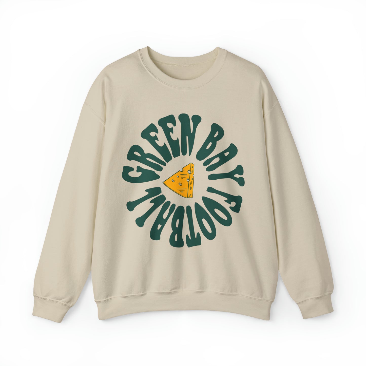 Green Bay Packers Retro Sweatshirt - Vintage Style Crewneck - Wisconsin Cheese Head - Hippy Design 2