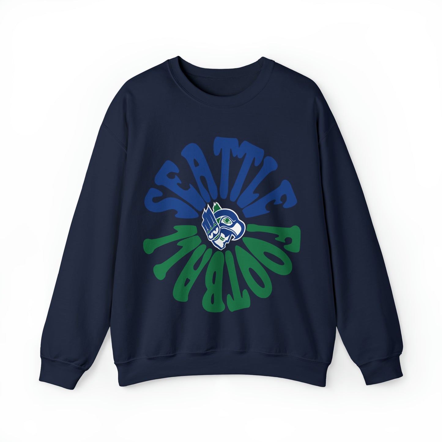 Hippy Retro Seattle Seahawks Sweatshirt - Vintage Style Football Crewneck - Men's & Women's Retro Apparel - Design 2