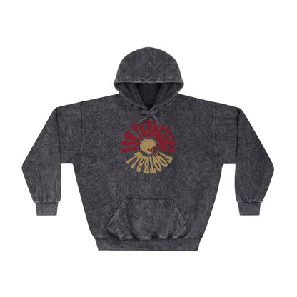 Retro San Francisco 49ERS Tie Dye Black Gray Sweatshirt - Unisex Mineral Wash Hoodie - Oversized for Men & Women - Design 2