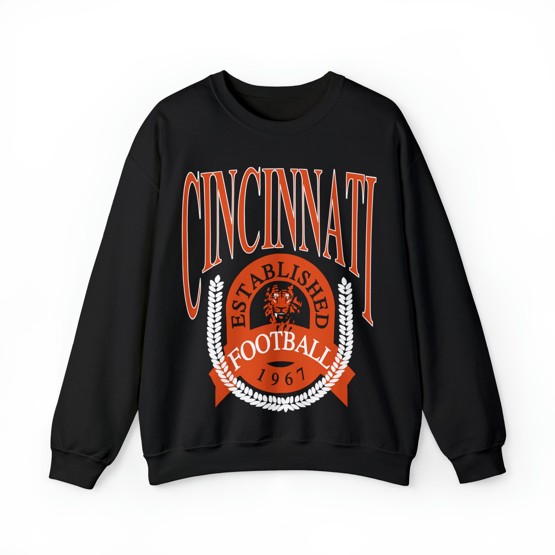 Vintage Cincinnati Bengals Crewneck Sweatshirt - Retro Men's & Women's Oversized NFL Football Unisex Hoodie - Design 1 Black