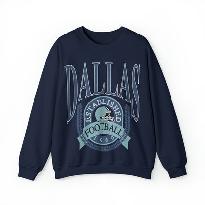 Throwback Vintage Dallas Cowboys Unisex Crewneck Sweatshirt - Men's & Womens Retro Oversized Hoodie - Design 1