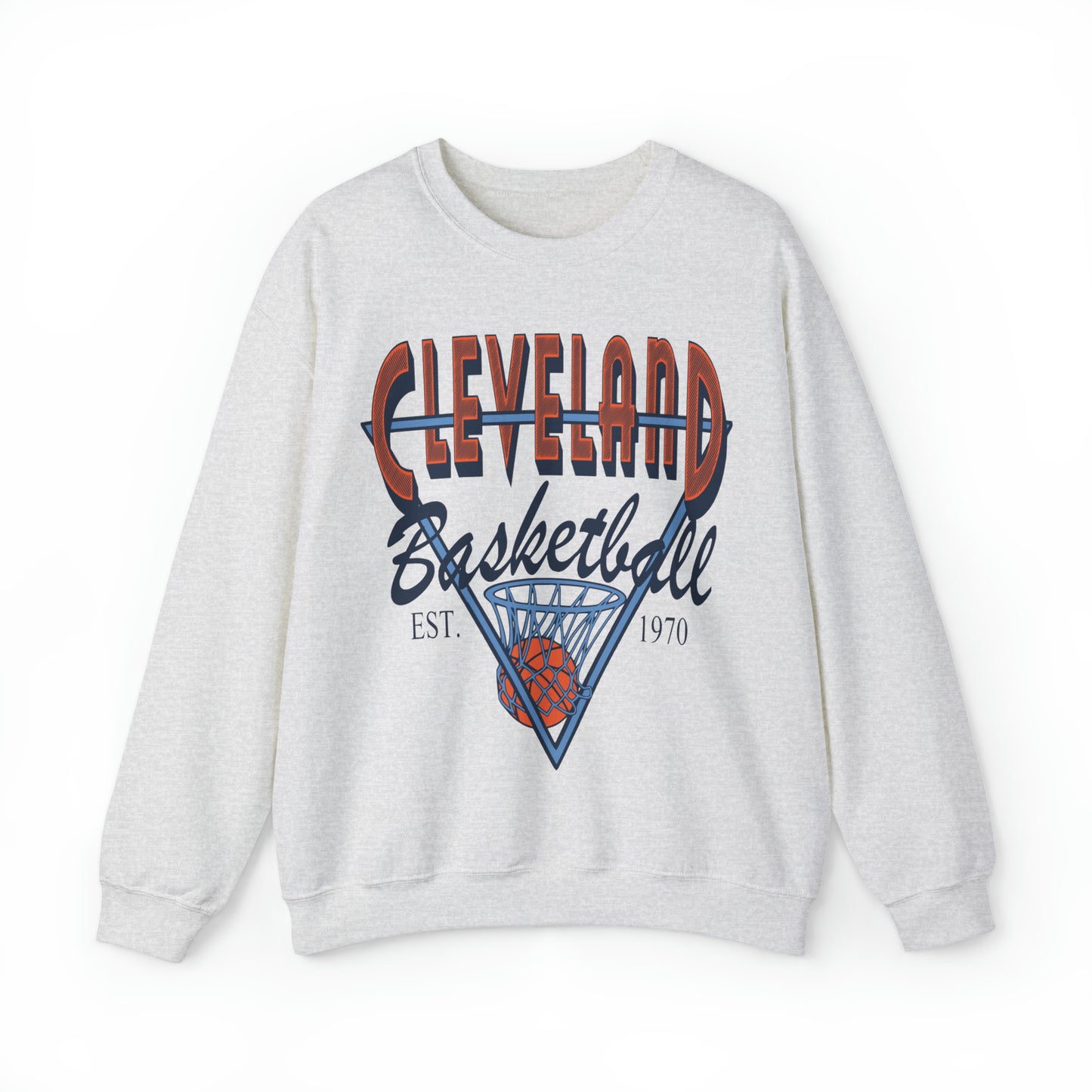 Throwback Cleveland Cavaliers Sweatshirt - Vintage Blue and Orange Basketball Crewneck
