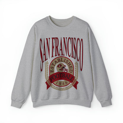 Vintage San Francisco 49ERS Football Crewneck Sweatshirt - Men's & Women's Unisex Retro Long Sleeve Oversized Hoodie - Design 1